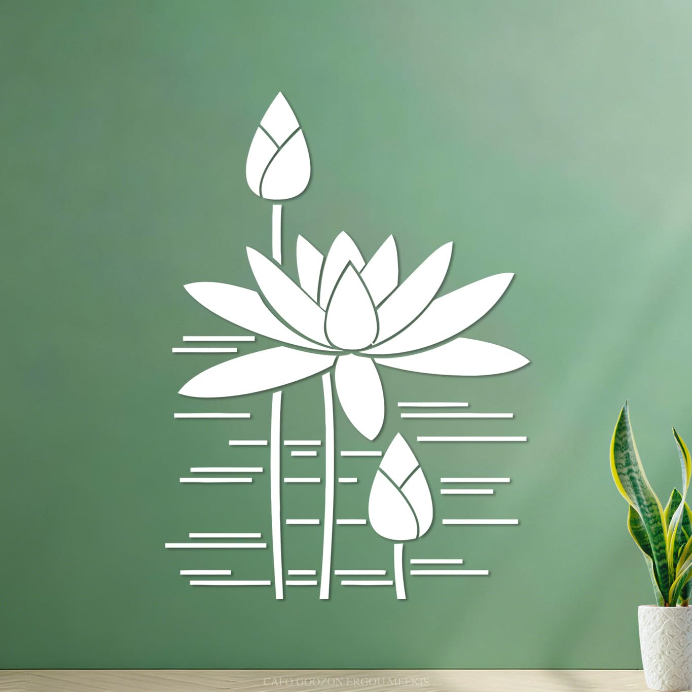Wall Stickers Paster Paper Water Lily Lotus Flowers House 51x71cm Tattoo Culture White โ image 1
