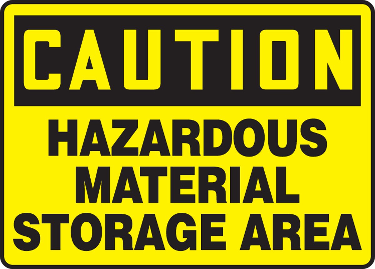 Panneau vinyle adhésif signalisation Caution Hazardous Material Storage Area 10x14 - 2