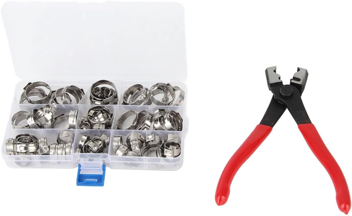 80PCS Hose Assortment Kit Stainless Steel with Clamping Pliers and Storage Box for Beverages, Automobiles, Ships Applications