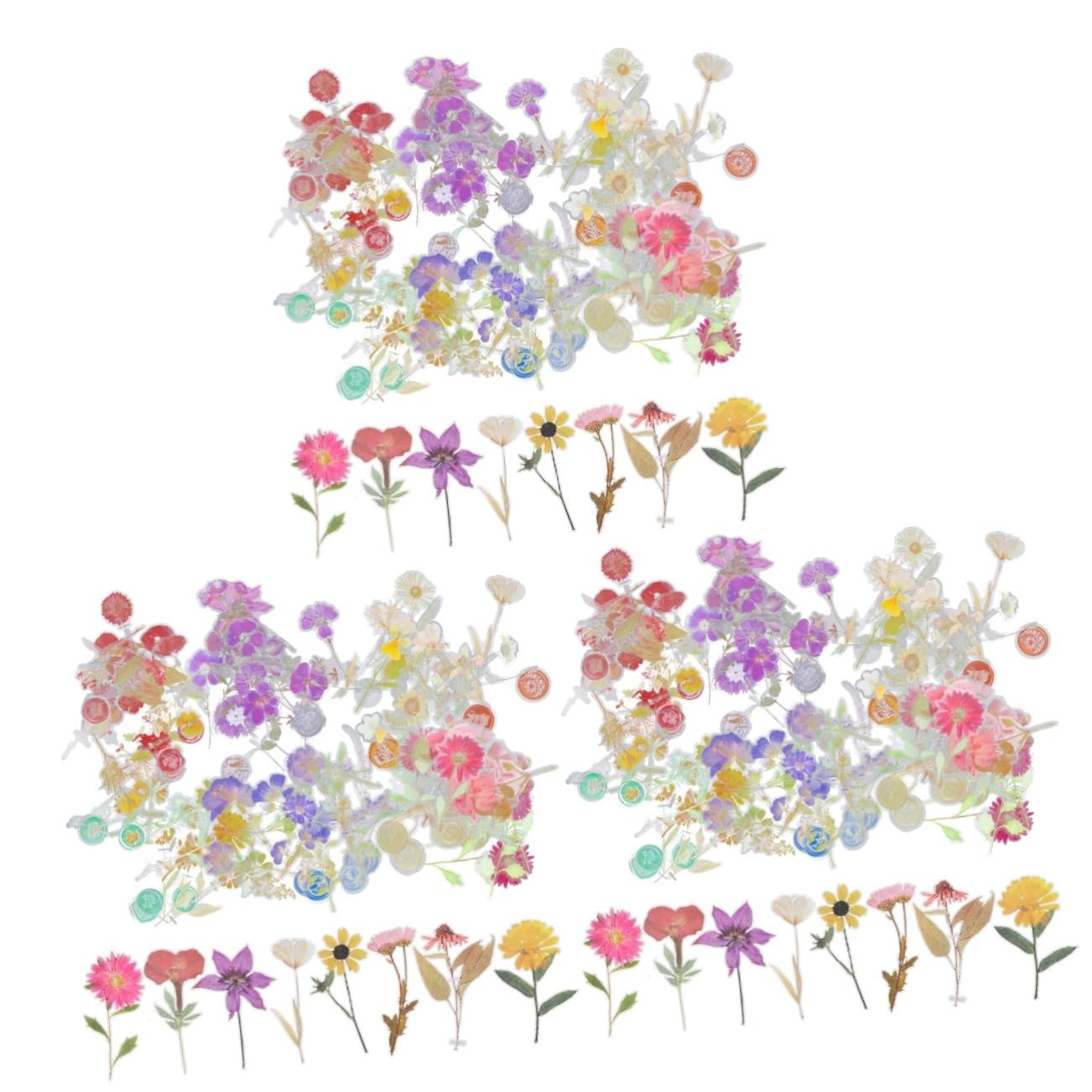 SHINEOFI 18paquets Autocollants Floraux Décoratifs Pack De Stickers Fleurs Séchées Pour Scrapbooking Et Journal Intime Autocollants Esthétiques Pour Et Décoration Personnelle