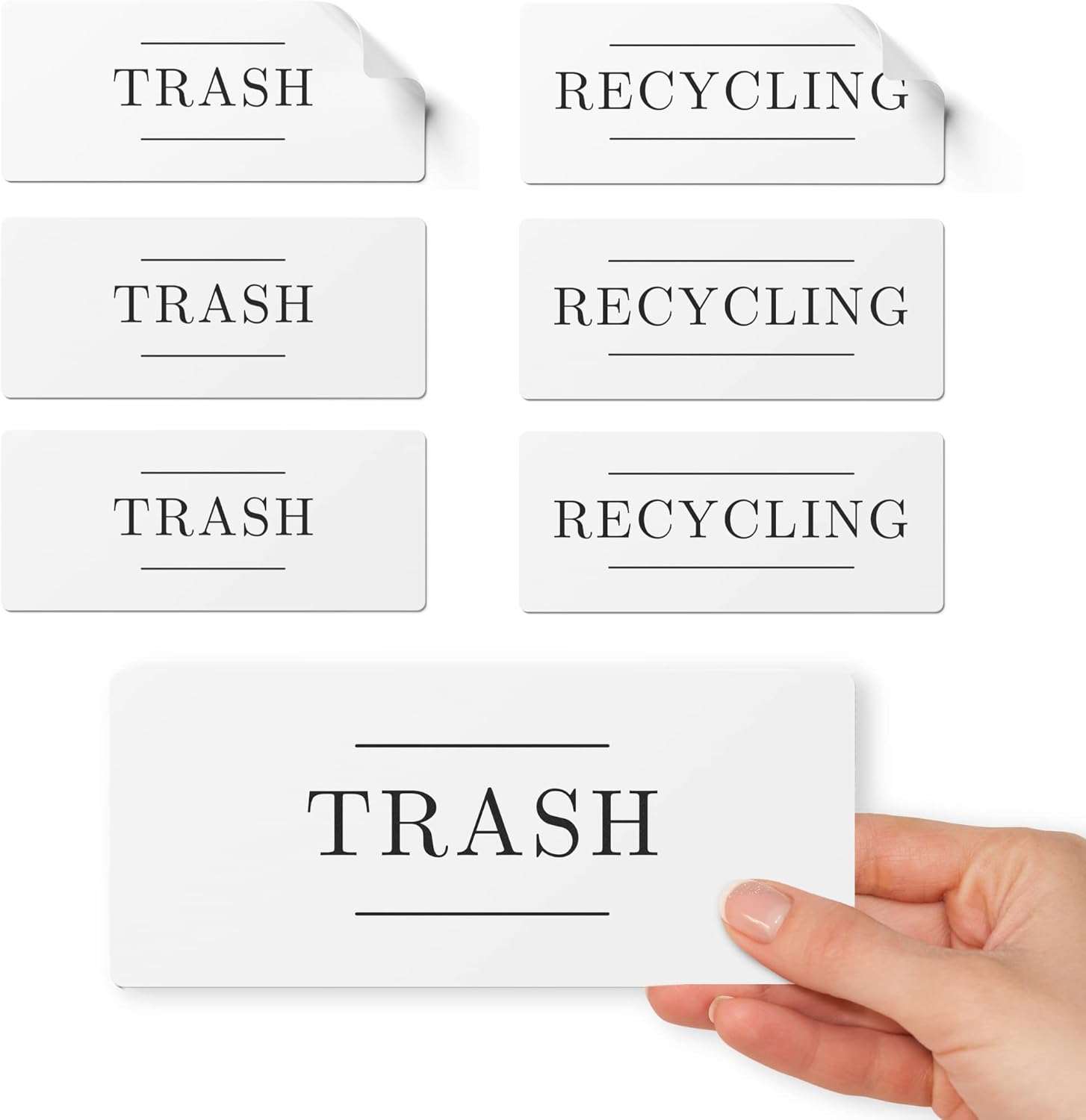 Trash and Recycling Stickers for Trash Can Set of 6