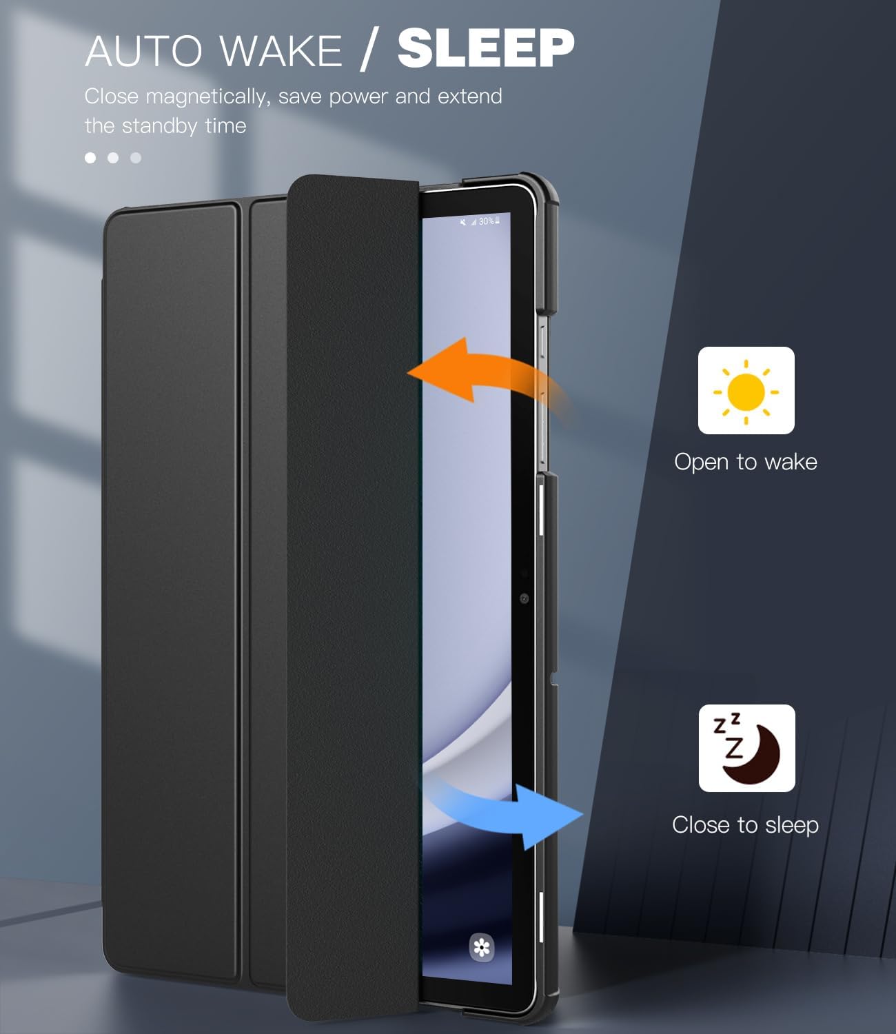 TiMOVO Cover per con Galaxy Tab A9+/A9 Plus 11" 2023 SM-X210/X216/X218, Sottile e Leggero, Cover Protettiva a Guscio Posteriore Rigido, Risveglio Automatico/Sleep, Nero