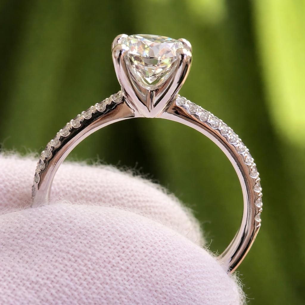 1 Carat Ct VS Lab Grown Diamond Engagement Ring Solitaire Round Created in 14k White Genuine for Women