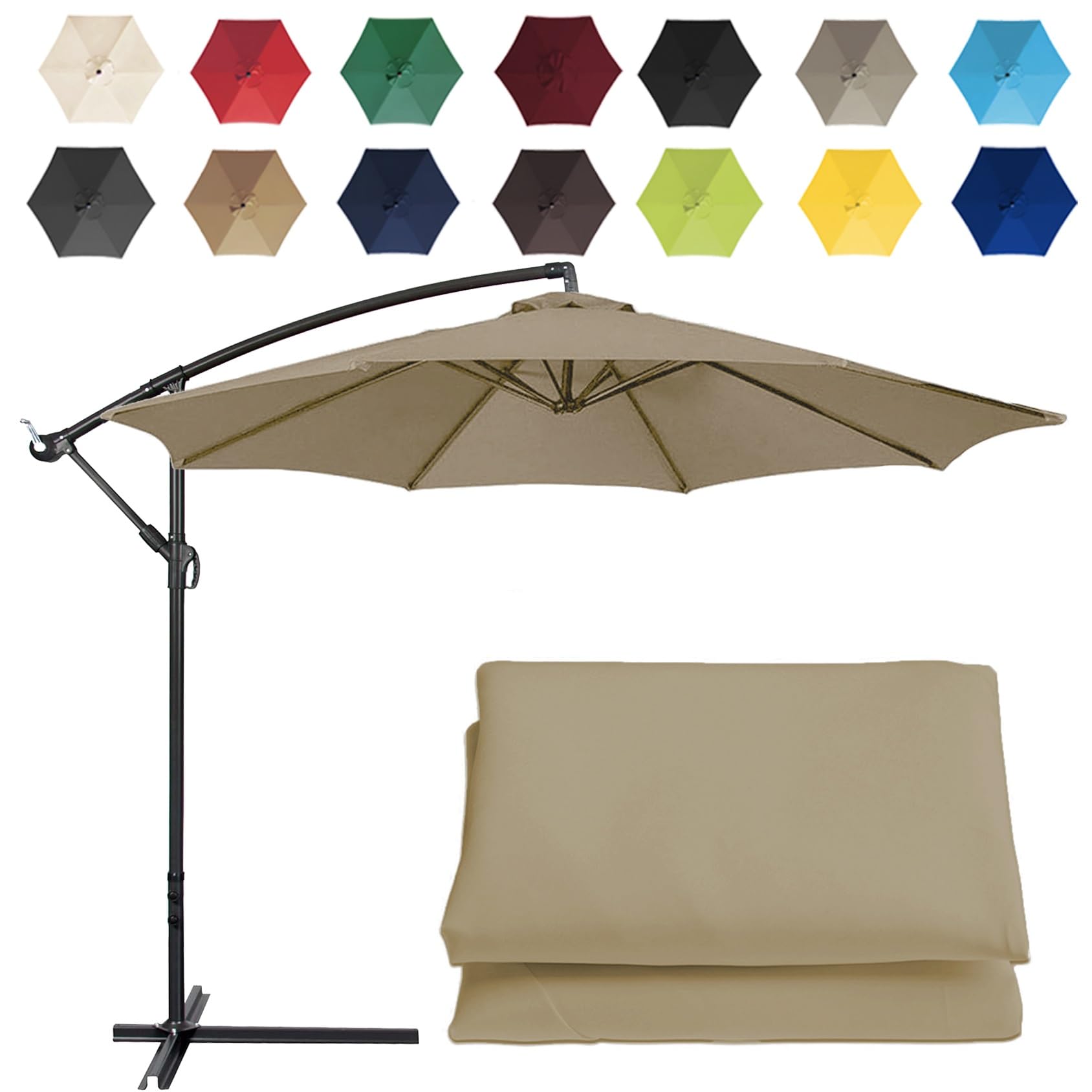 Cmjymx Unisex Top Color Replacement Parasol Canopy Sun Umbrella Replacement Cloth For 2M-6 Arms 2.7M-6 Arms 2.7M-8 Arms 3M-6 Arms 3M-8 Arms (Color : Size : 6 Ribs-3M(9.8Ft))