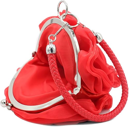 Miniatura 5 de Bolso de noche en forma de rosa, bolso de mano de satén suave, bolso de mano floral para mujer, bolso de fiesta de boda