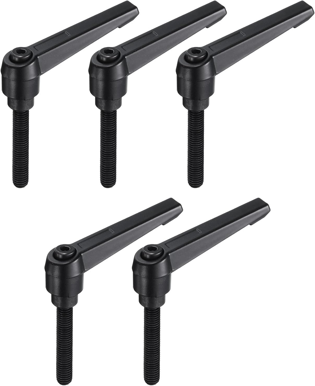 sourcing map 5pcs Adjustable Clamping Lever Handle M8 x 50mm Metric Black Oxide Carbon Steel Male Threaded Stud Hand Knobs Ratchet Rotating Screw Handles Bolts with Locking Lever Black