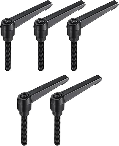 Miniatura 62 de uxcell 5 piezas de manija de palanca de sujeción ajustable M8 x 0.630 in óxido negro métrico acero al carbono macho roscado perillas de mano