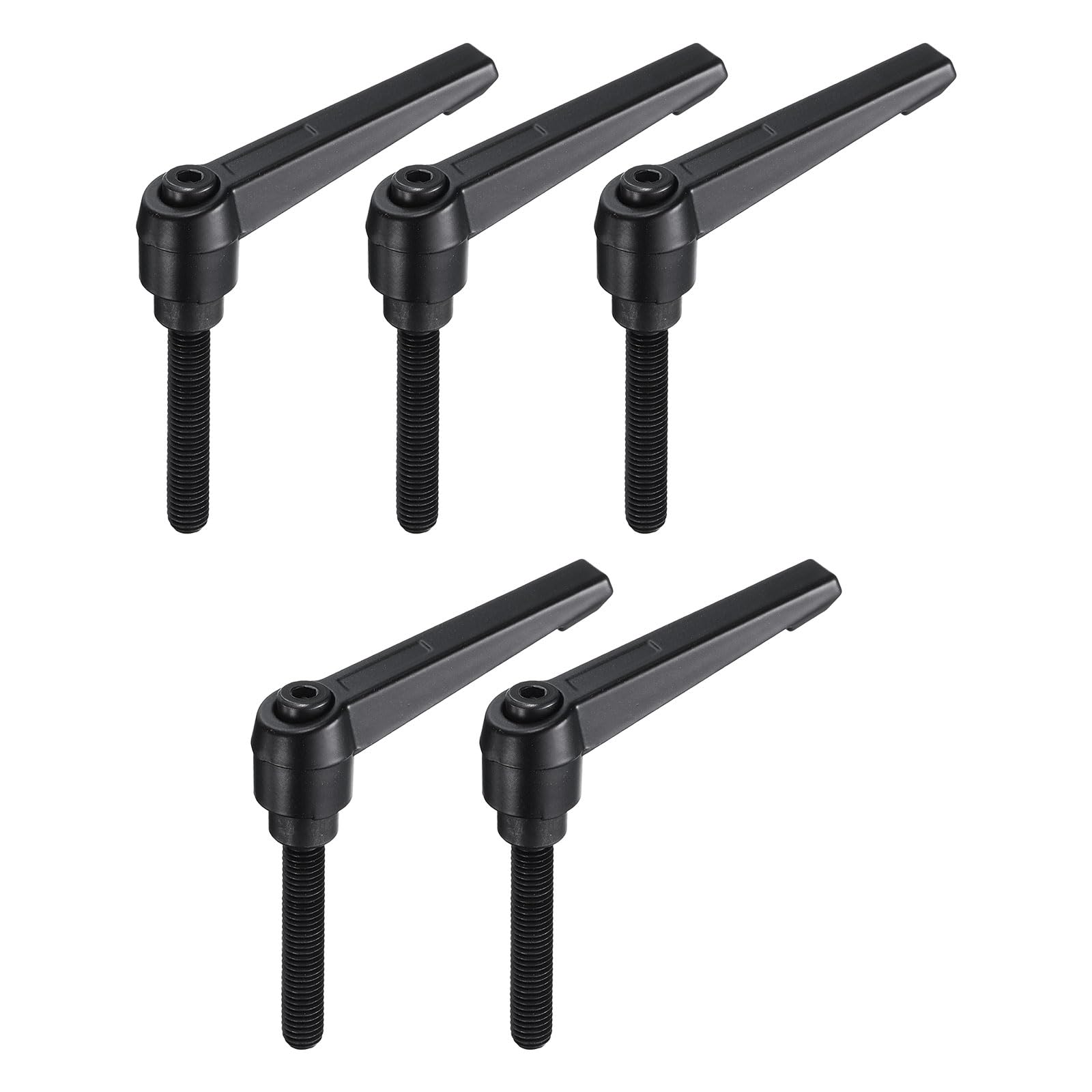 sourcing map 5pcs Adjustable Clamping Lever Handle M8 x 50mm Metric Black Oxide Carbon Steel Male Threaded Stud Hand Knobs Ratchet Rotating Screw Handles Bolts with Locking Lever Black