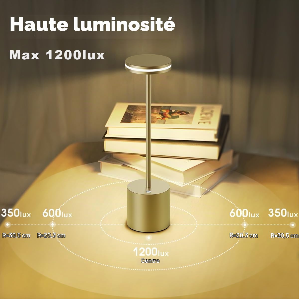 Hapfish Lampes de Table Rechargeables 5000mAh 2PCS, lampe sans fil Dimmable
