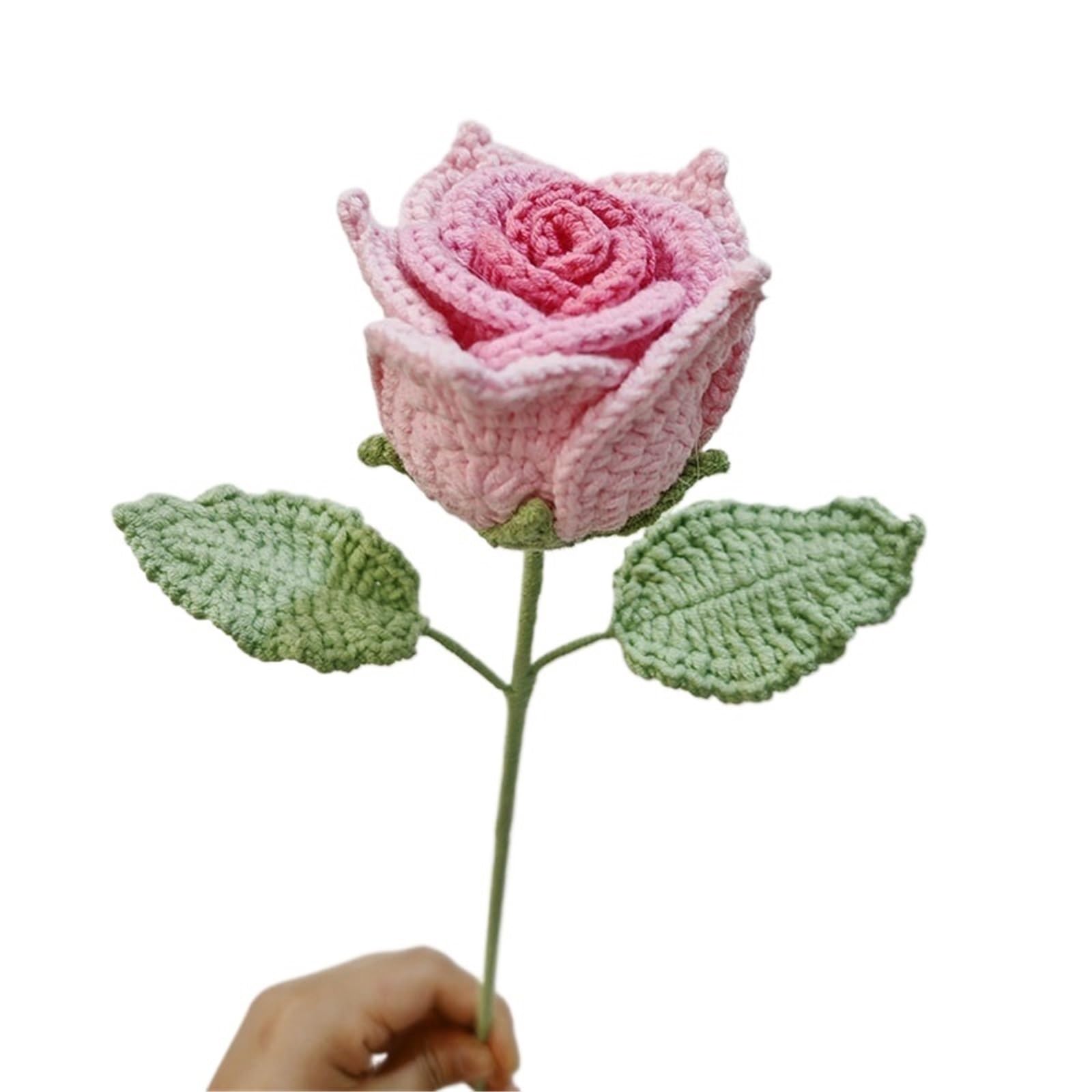 ENWWCH Rose Crocheted Flowers For Weddings Decorations Home Decor Crochet Bouquet For Home(Color4)