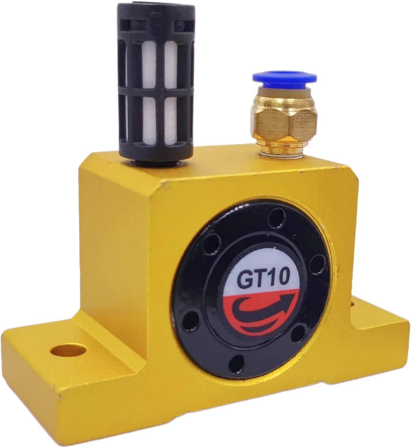 (3-Pieces) GT10 Pneumatic Air Turbine Vibrator GT Series Pneumatic Turbine Vibrator 1/8" Industrial Pneumatic System Components Turbine Vibrators High Speed with hopper Golden GT-10 Free Muffler