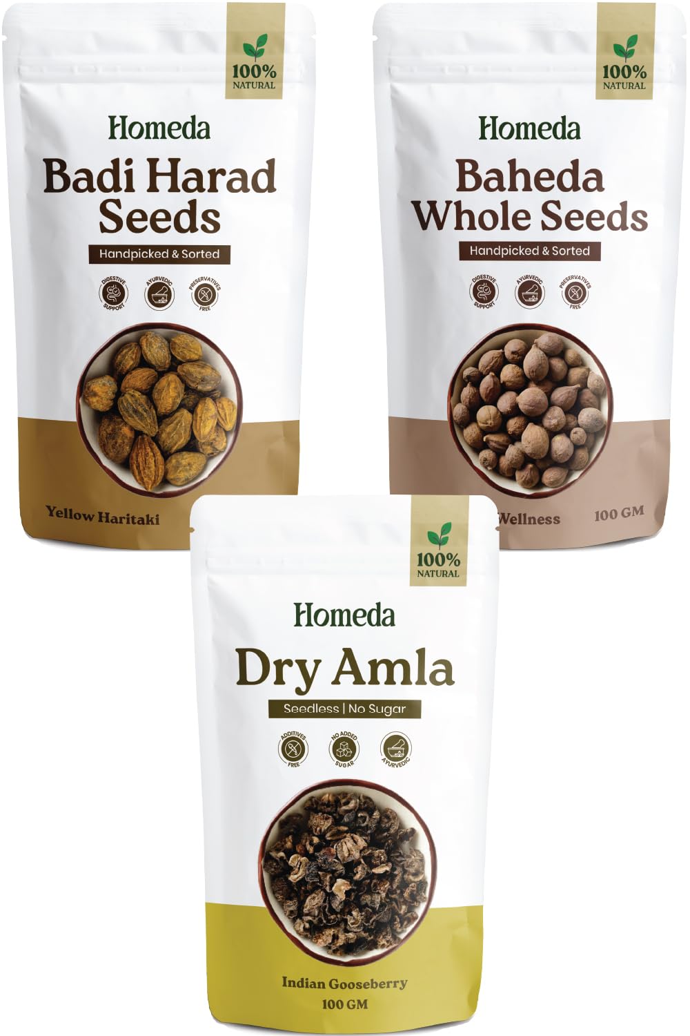 Shudh Online Dry Amla, Baheda, Harad combo - Triphala Raw (300 Grams - 100 gr each) 1:1:1 Ratio for Digestion, Weight loss, Hair growth, Skin care-image-16