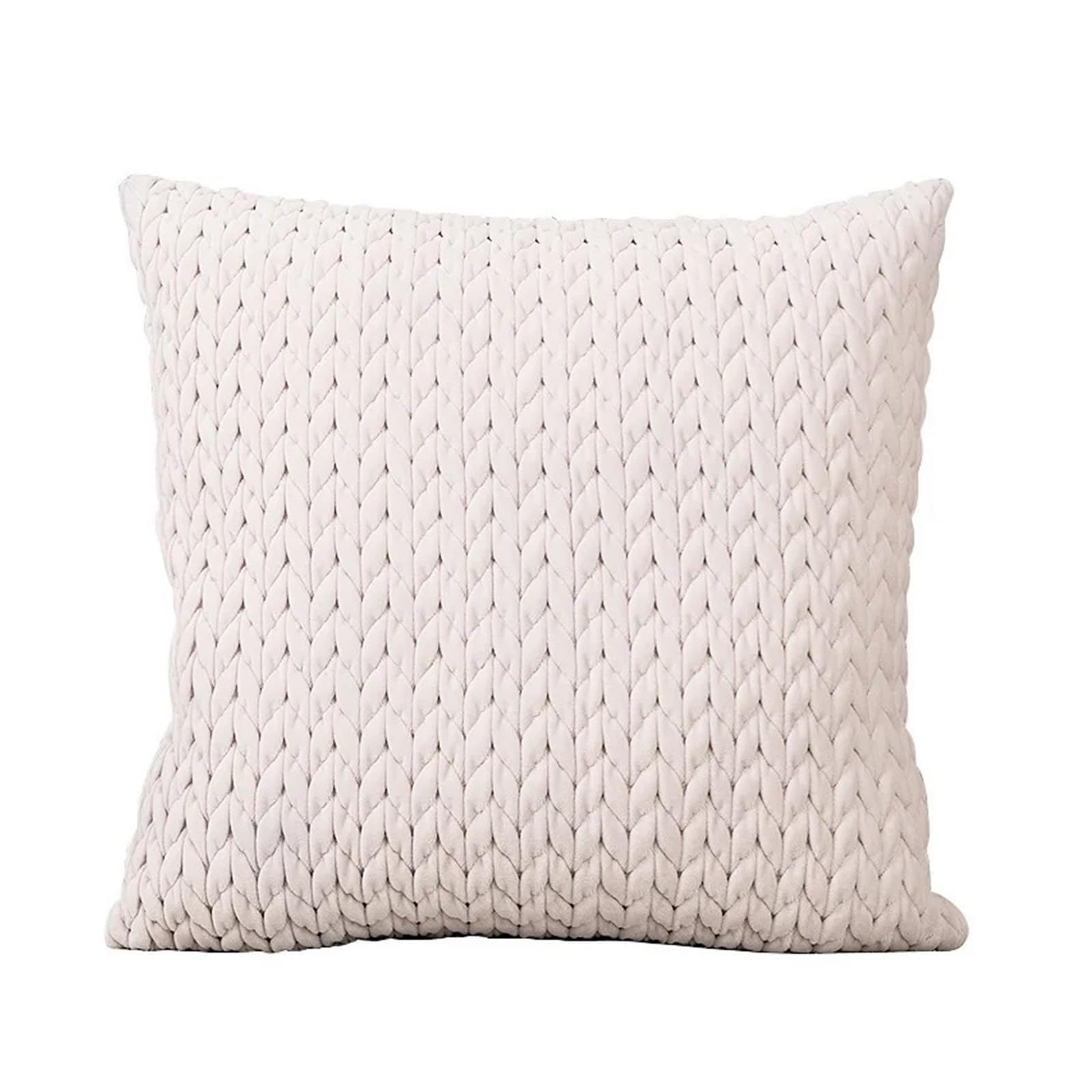 Elegant Quilted Velvet Pillow Case For Sofa Living Room(Beige,45x45cm)