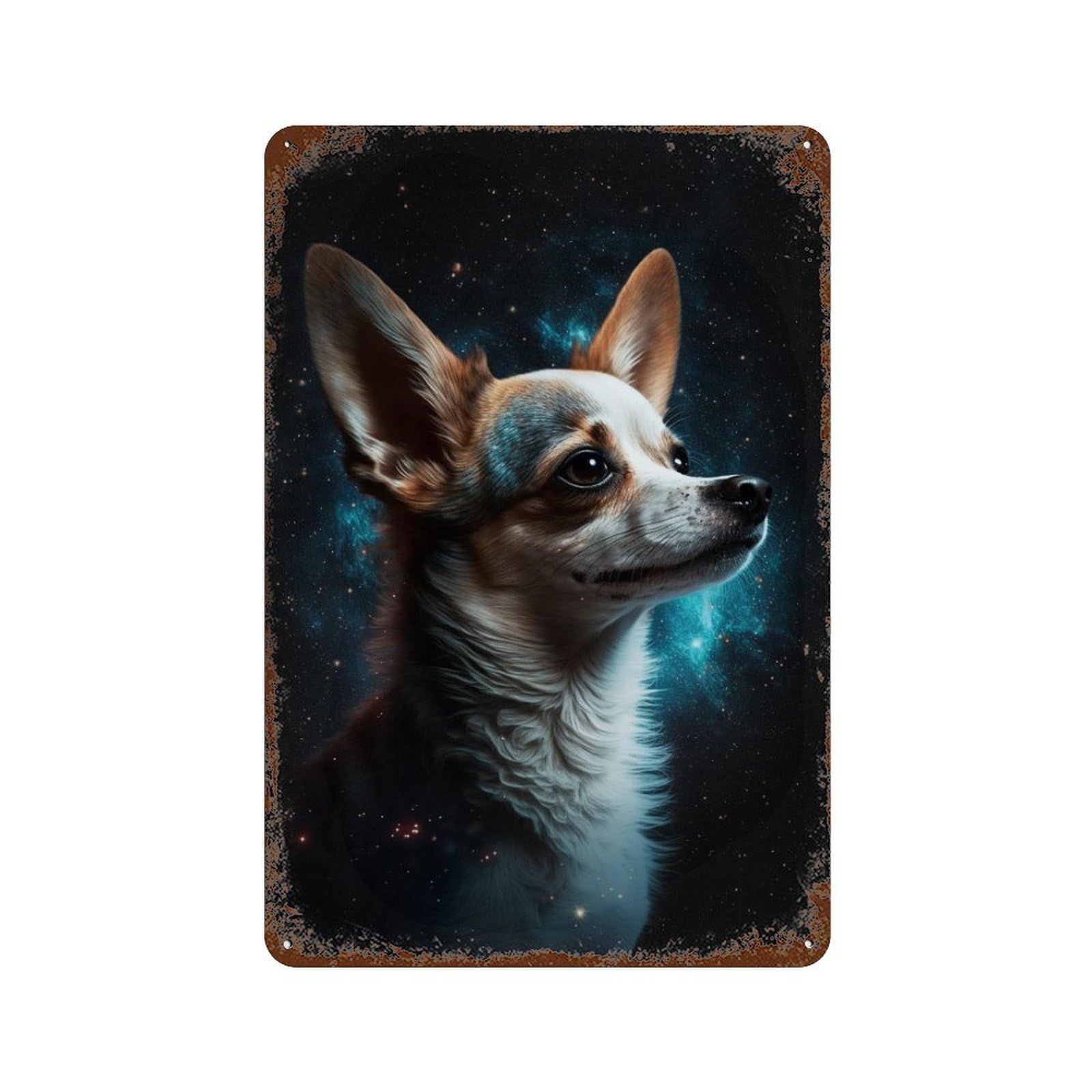 Space Pup Cosmic Canine Adventure Aged Metal Wall Plaque 11.8"x7.9", Industrial Home Decor for Garage, Pub Or Kitchen