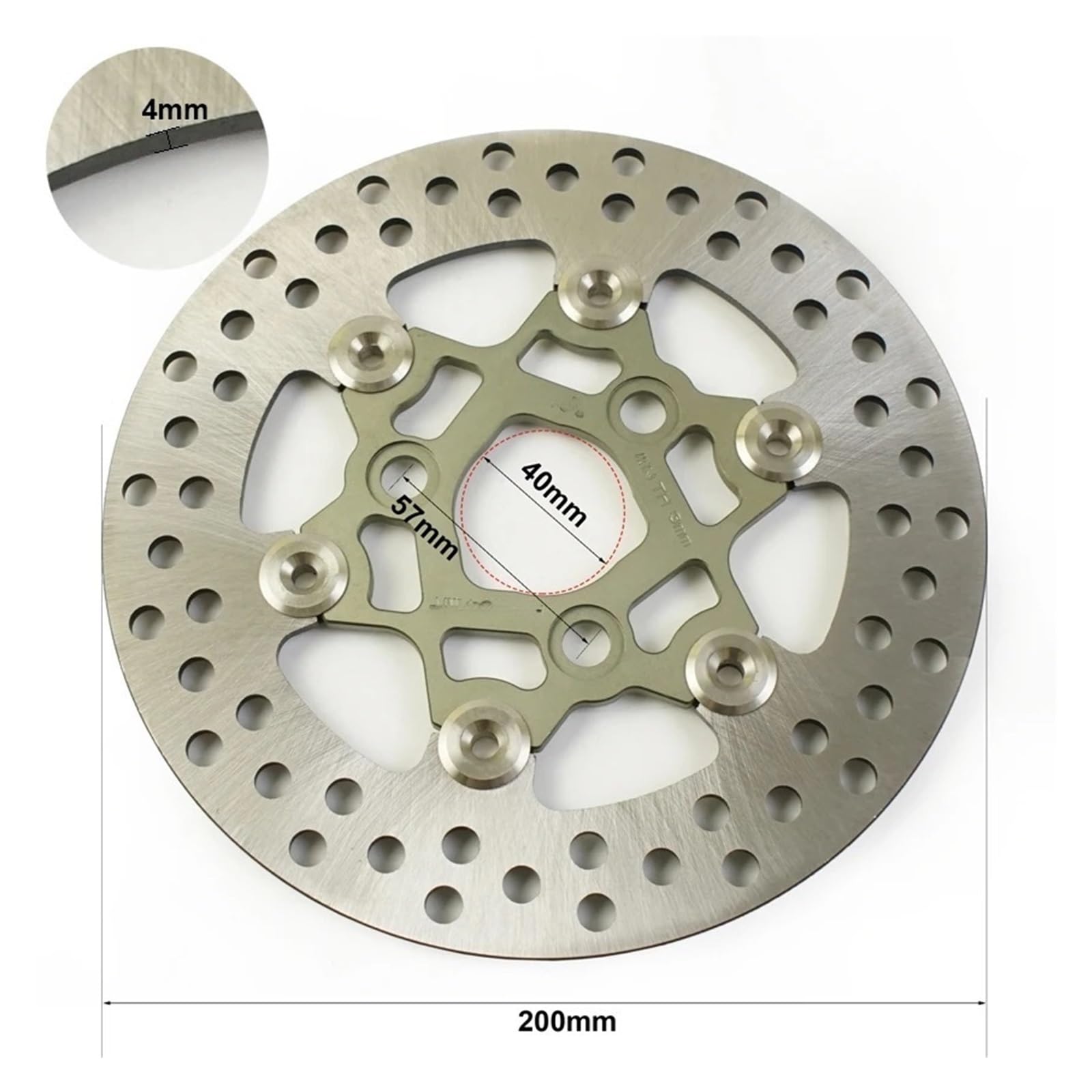 Disco freno flottante Freno A Disco Da 200mm 3 Fori 57mm 70mm Moto Flottante Rotore Pinza Universale Ruota Anteriore Posteriore Scooter Per DIO 28/34/35/36(57mm Grey A)