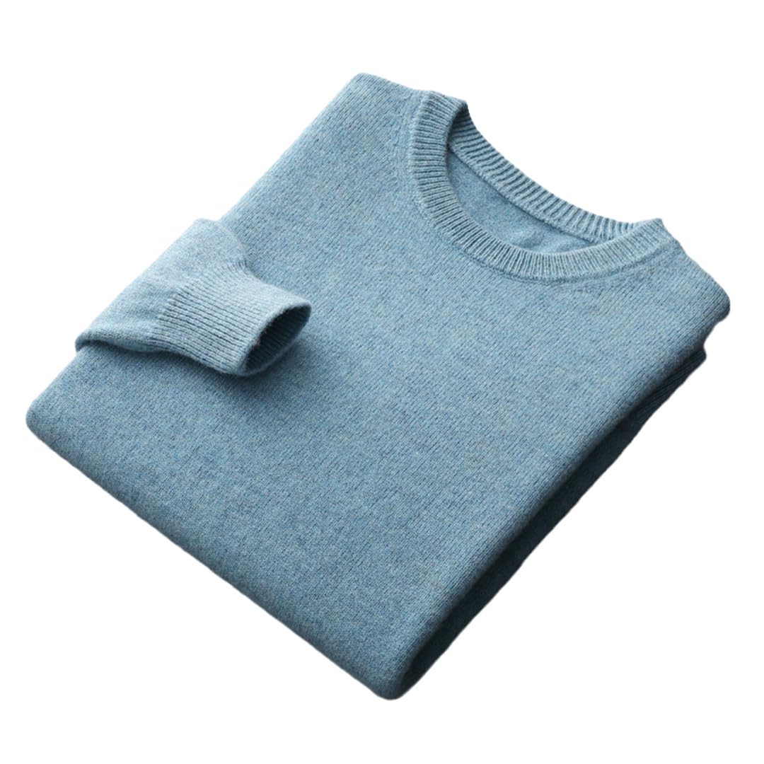 Merino Wool Sweater Men's Round Neck Thickened Top Autumn and Winter Solid Color Knitted Pullover
