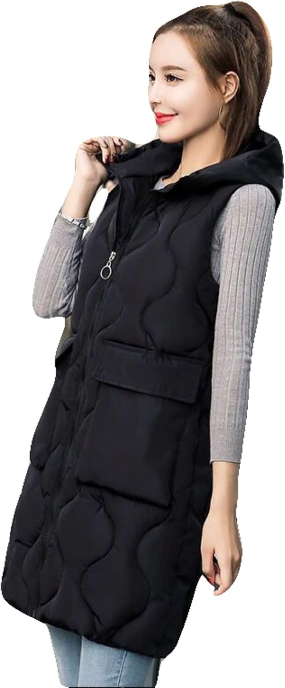 Amazon 中綿ベスト レディース フード付き ベスト スリム 綿入れ 冬服 袖なし ダウンジャケット 厚手 ロングベスト ファッション アウター ジップアップ カジュアル ノースリーブ ダウンベスト 登山 防風 防寒 保温 森ガール ベスト 通販