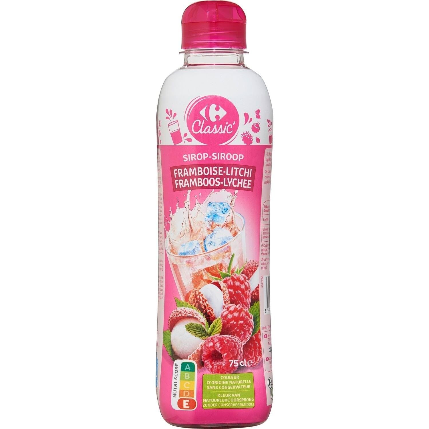 Créez des boissons gourmandes en un instant avec CARREFOUR CLASSIC' Sirop Framboise Litchi, 75cL - Lot de 3