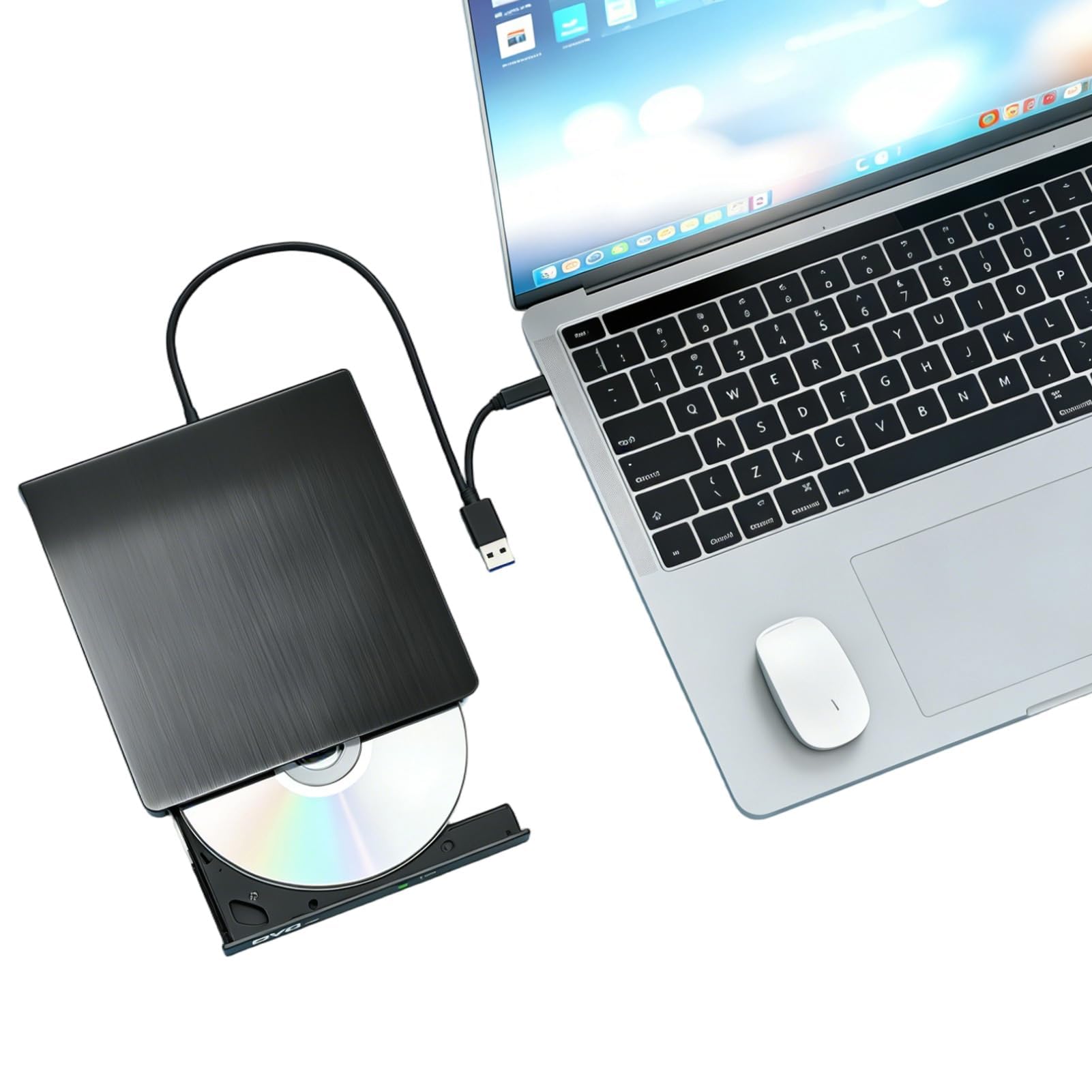Aivane Grabadora CD/DVD Externa USB 3.0 y Type-C, Ultra-Slim CD/DVD +/-RW Drive Porttil Burner Lector DVD Externo para Windows 11/10/8/7/XP/Vista Linux MacOS Laptop Desktops — view 8