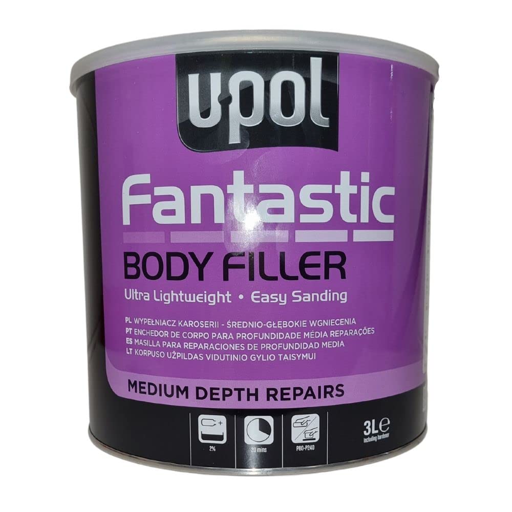 Upol U-POL - Stucco super leggero per riparazioni a media profondità (vasca da 6 l), sabbia liscia e ultra facile, riempitivo per carrozzeria auto