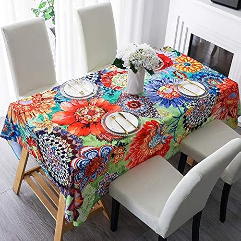 HMS Happy Memories Tablecloth, Original Design Hand Drawing Art Print Table Cloth, Washable Water Resistance Microfiber Decorative Rectangle Table Cover (Tape 8, 60" x 102") Cover
