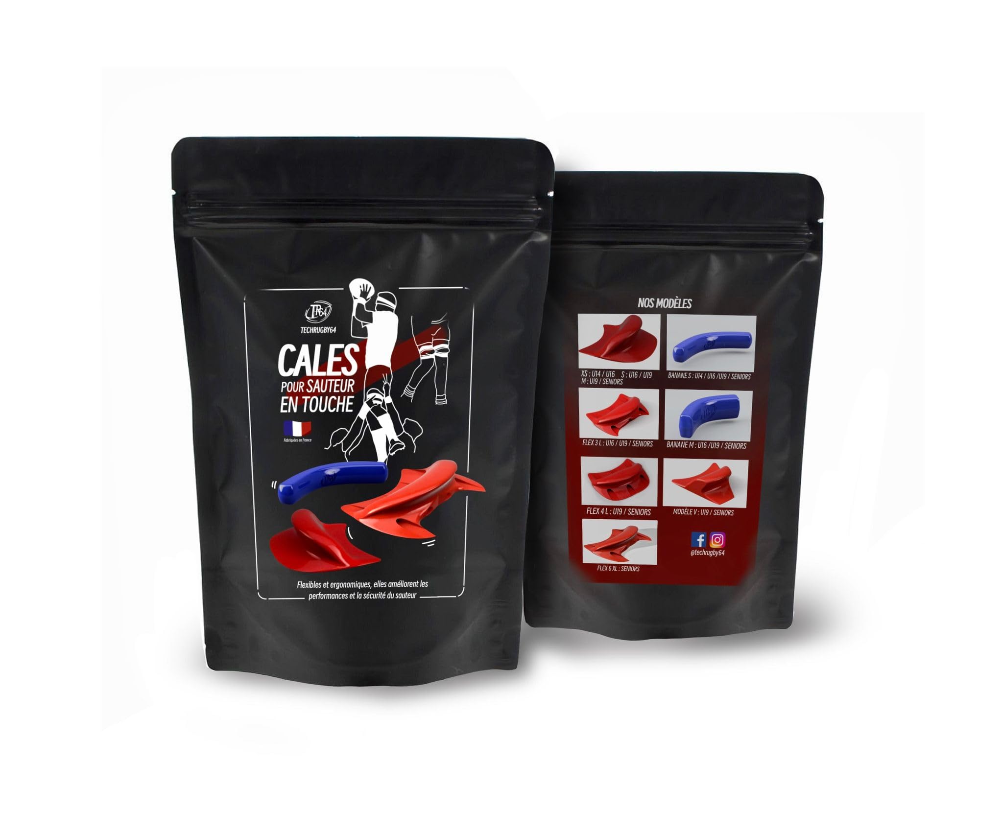 Cales de Touche Rugby Banane M – Support de Lift pour Sauteur – Accessoire Rugby Fabriqué en France – Cales Ergonomiques Flexibles pour Entraînement et Match – Paire