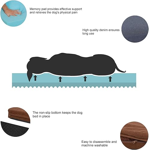 Miniatura 3 de Cama para perros pequeños, medianos y grandes, cama ortopédica de espuma viscoelástica para mascotas, muebles con forro impermeable y 2 fundas