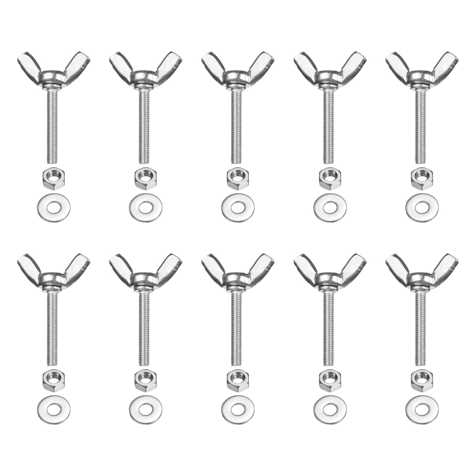 PATIKIL M3-0.5 x 20 mm Wing Butterfly Screw, 10 Pcs 304 Stainless Steel Wing Nuts and Bolts Machine Fastener Thumb Hand Screws for Electronic Equipment DIY Tools, Silver