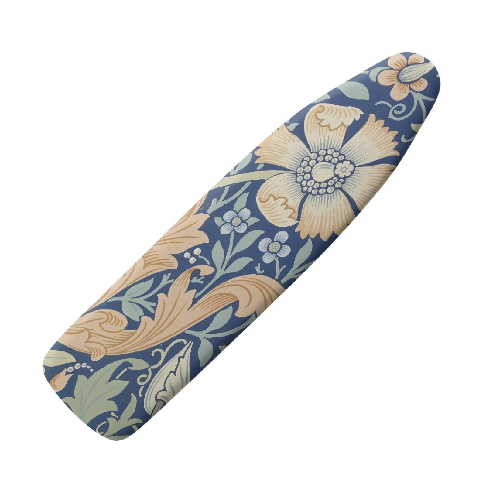 Drnuikhe Blue William Morris Floral Prints Ironing Board Cover Easy Install St&ard Size with Elastic Edge 3 Bottom Nylon Buckle Straps Suitable for Wide Ironing Board House Decor