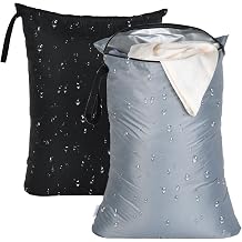 OTraki 2Pcs Exlarge Wet Bag 24x32 inch Reusable Waterproof Wet Dry Bag with Zipper Handle Wet Clothes Washable Laundry Bag for Travel Swimsuit Beach Drying do not exceed 176F Black & Grey