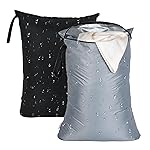 OTraki 2Pcs Exlarge Wet Bag 24x32 inch Reusable Waterproof Wet Dry Bag with Zipper Handle Wet Clothes Blanket Bedding Coat Sweater Machine Washable Laundry Bag for Travel Hotel Camping, Black & Grey