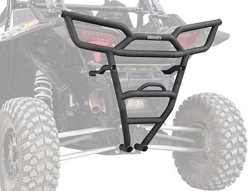 SuperATV Parachoques trasero para Polaris RZR XP TurboRZR XP 4 Turbo 2016-2018, negro antiarrugas, tubo de acero resistente de 1.75 pulgadas,