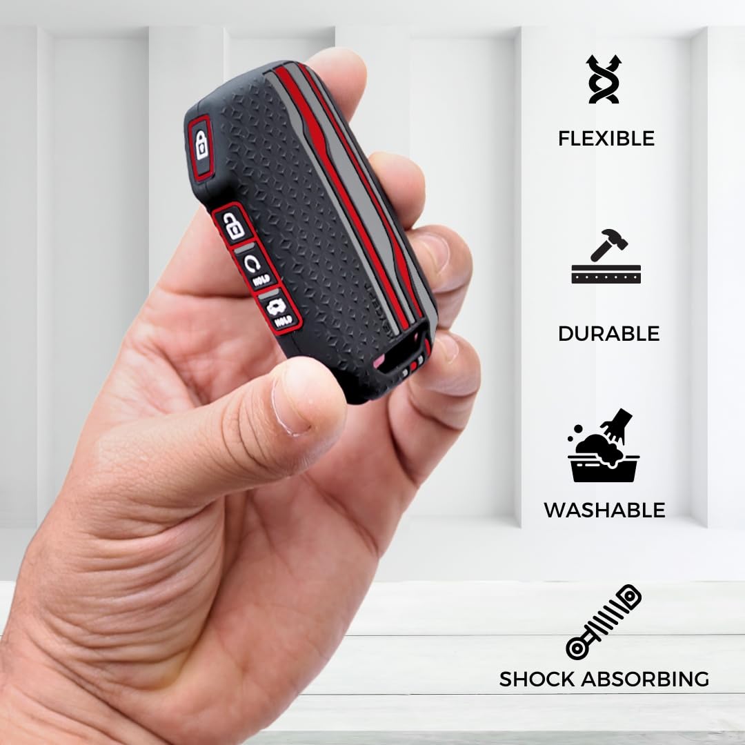 KEYCEPT Tristar Key Cover for Kia Seltos 2024, 2023 Facelift HTX | Sonet Facelift | Carens | Carens Clavis | X Line | Carens Prestige 4 Button Smart Key (Black) 2