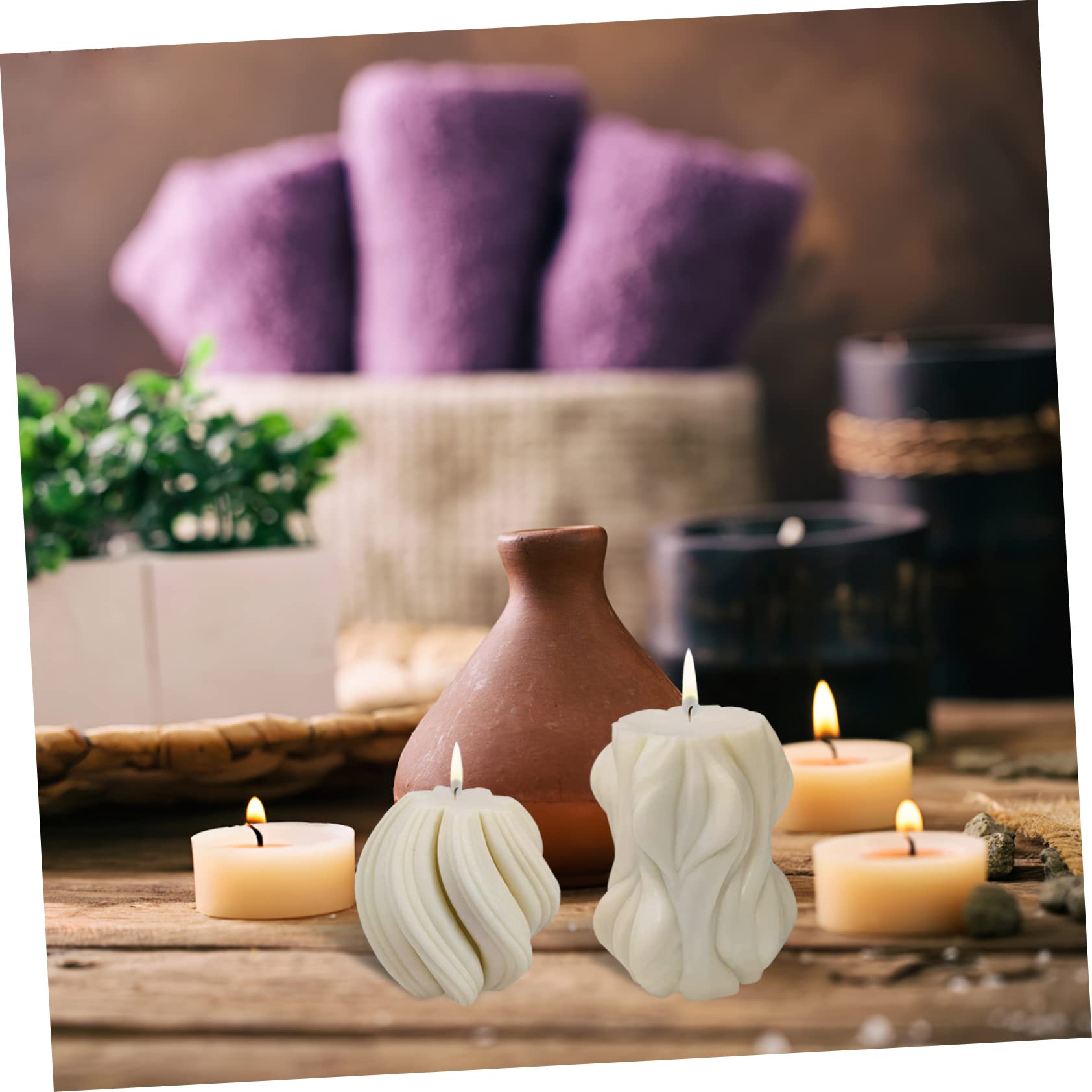 4piezas Moldes De Silicona Para Velas Molde De Olas Para Bricolaje y Jabón Fácil De Desmoldar Duradero y Reutilizable