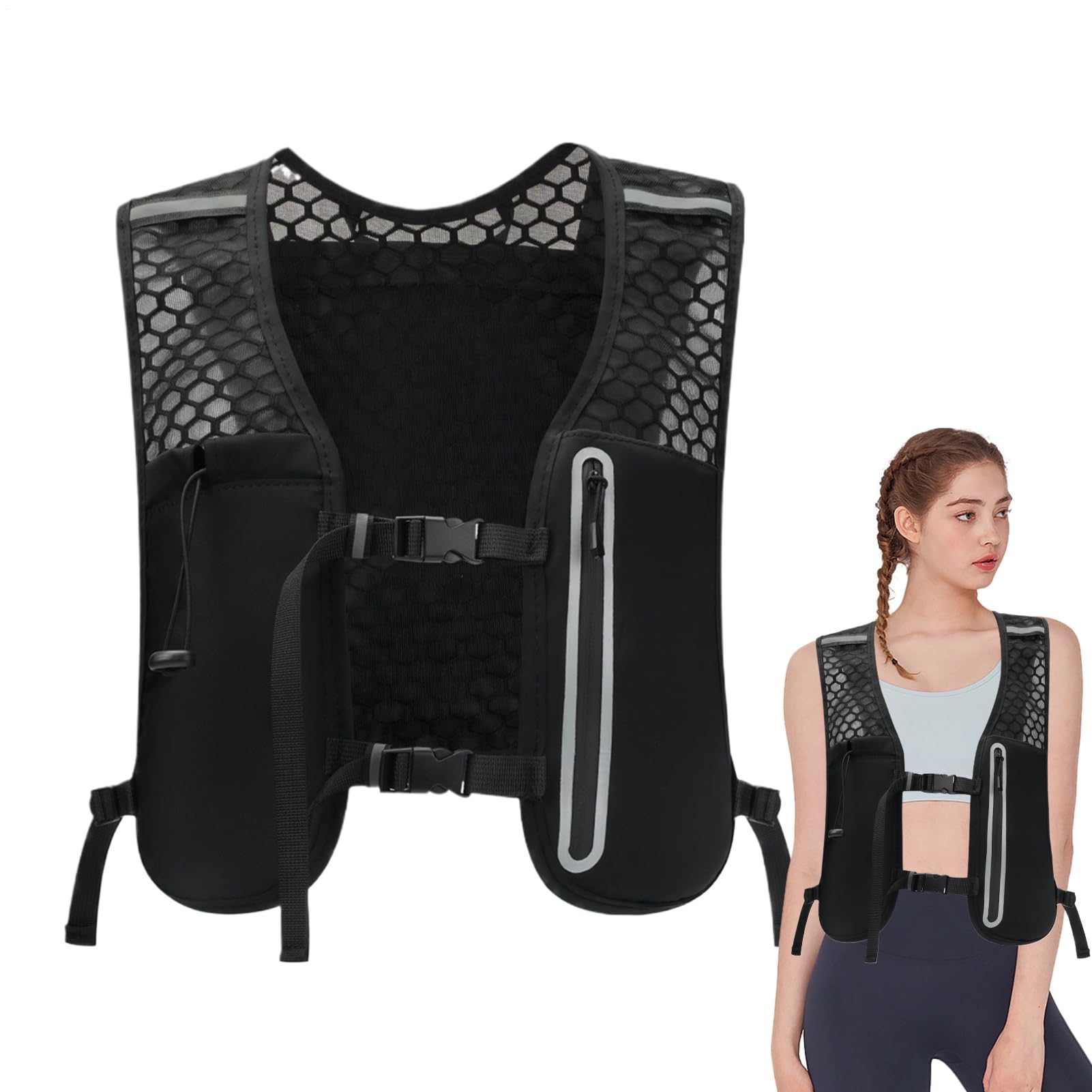 Chaleco Hidratante para Running | Mochila de Hidratación con Correas Ajustables | Bolsa Pecho Ligera con Vejiga para Teléfono, para Senderismo, Ciclismo, Maratones y Camping de Hombre