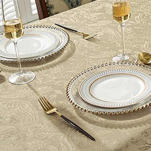 Sastybale Rectangle Tablecloth,Jacquard Wrinkle Free Spill-Proof Washable Polyester Damask Table Cloth For Dining Room Kitchen Party Home Indoor And Outdoor Use,52 X 70 Inch Flax #TOP1