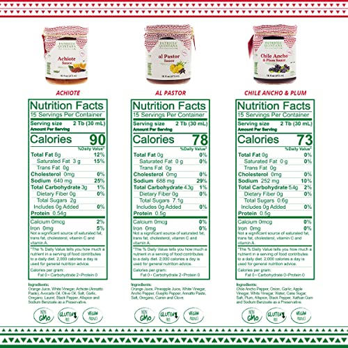 Patricia Quintana Authentic Mexican Cooking Sauce Sampler Pack - Enjoy Achiote, Al Pastor, Chile Ancho & Plum Sauces - Authentic Artisanal Mexican Marinades - (16 Oz, 3 Jars) #TOP4