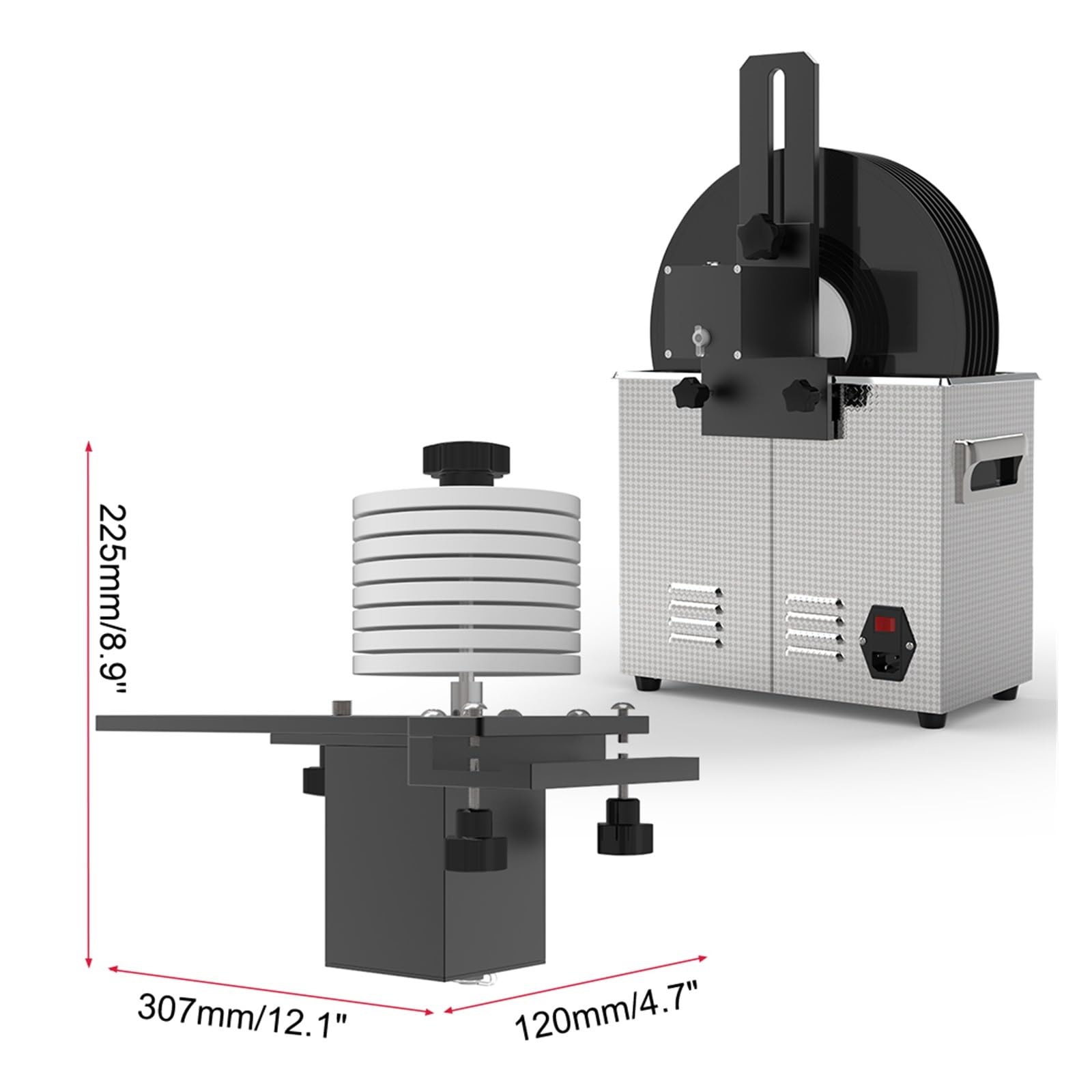 Pulitore Digitale Ad Ultrasuoni for Dischi in Vinile Disco CD Lp Lavaggio Serbatoio 6L 180W con Motore Dispositivo Sollevatore Staffa in Lega