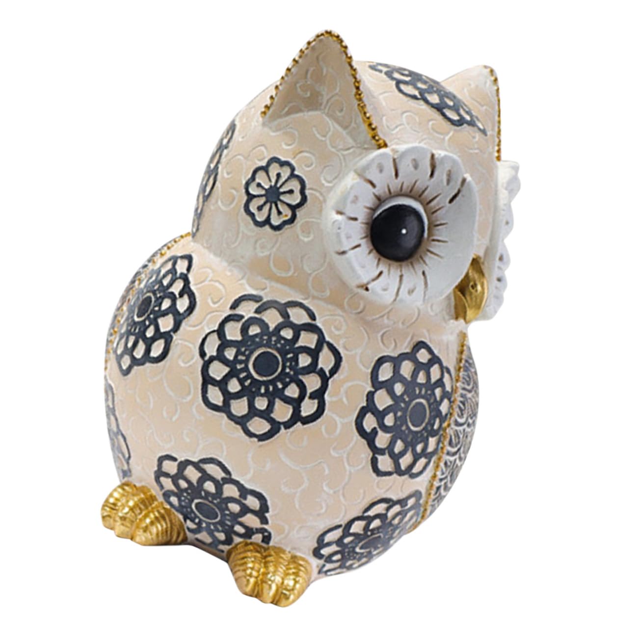 Statue de hibou pour jardin et bureau, l'ornement beige idéal pour votre intérieur