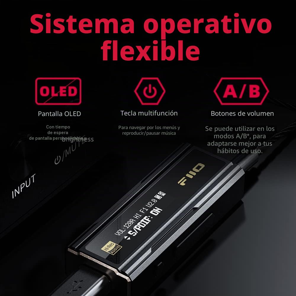 FiiO Amplificador de Auriculares KA5 USB DAC con Salidas de 3,5 mm y 4,4 mm