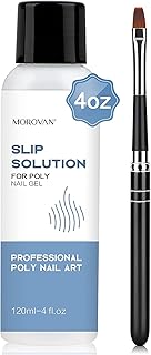 Morovan Poly Gel Slip Solution 120ml Extension Nail Liquid Slip Solution Anti-stick Poly Gel Slip Solutions for Poly Nail Gel with Brush Bottle Cap as A Liquid Cup Easy DIY Poly Gel Nail
