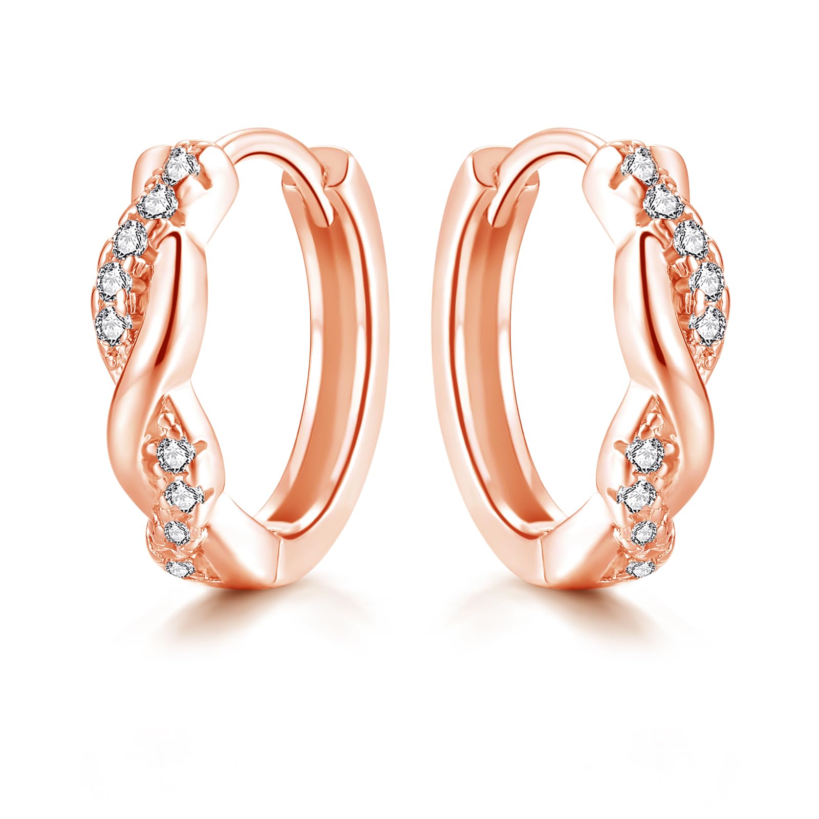 Cangall Creolen Silber 925 Klein, Hypoallergen 925 Sterling Silber Twisted Creolen für Damen, Leichte Ohrringe Kreolen, Schlafen Knorpel Huggie Kreolen, Unendlich Silberohrringe Geschenk für Frauen