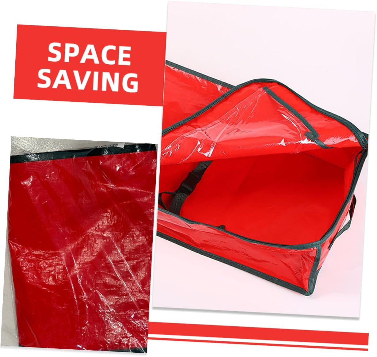 SEWACC Large Christmas Tree Storage Bag with Handle Waterproof Red Xmas Tree Carrying Pouch 120x36x13cm Zippered Holiday Storage Organizer and Home Use