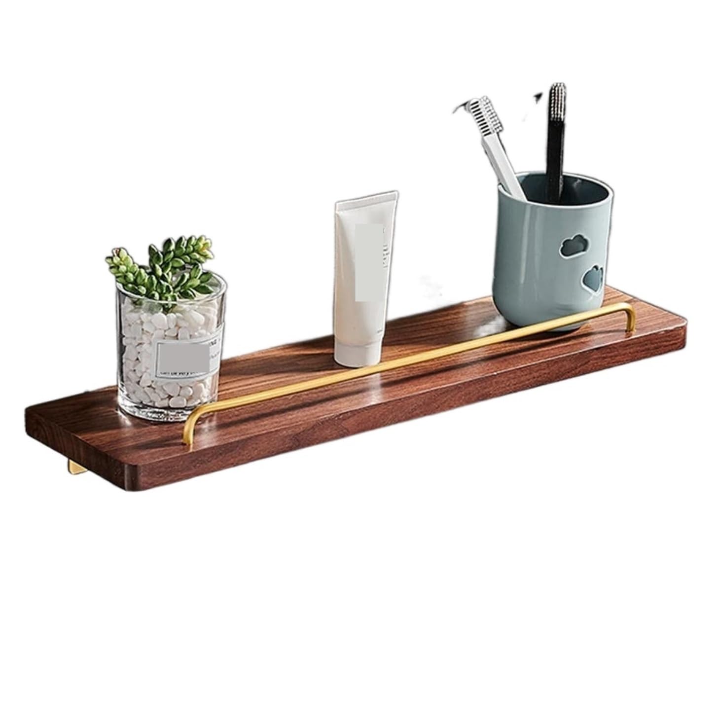 AZHKJKZH Shower Shelf Wooden Shower Shelves No Drilling Basket Wall Mounted For Bathroom Kitchen Bathroom Accessories(40cm)