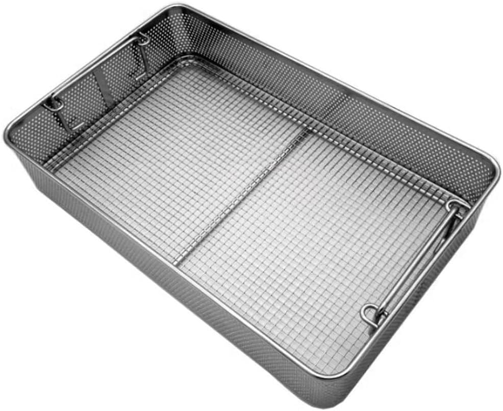 304 Cestelli per Sterilizzazione per Strumenti in Acciaio Inossidabile Cestello per La Pulizia della Disinfezione degli Strumenti Medici con Coperchio per La Conservazione Sterilizzata, 30 * 25 * 7cm