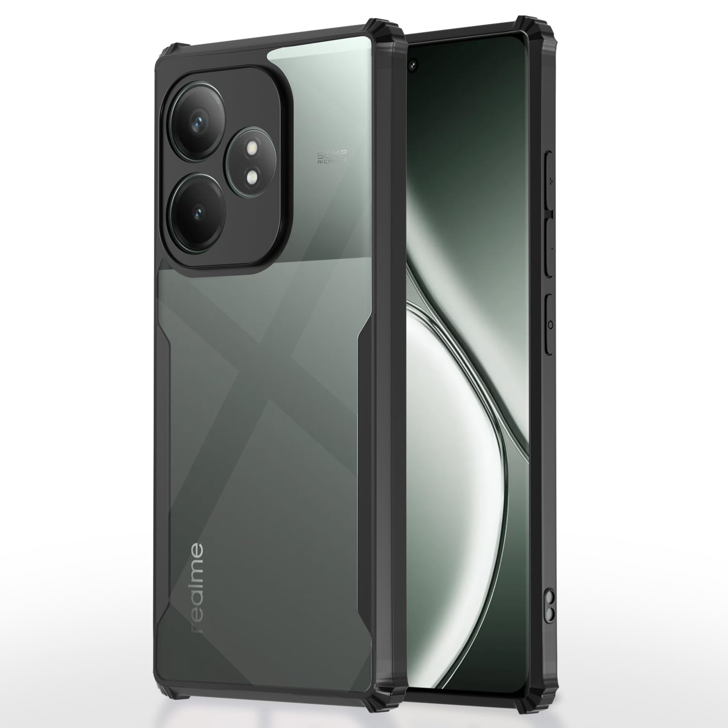 Pikkme Realme GT 6T 5G Back Cover | Crystal Clear Transparent Back | Ultra Hyrbid | Full Camera Protection | Raised Edge | Bumper Back Case (Black) (B0D4VMXD63) Amazon Price History, Amazon Price Tracker