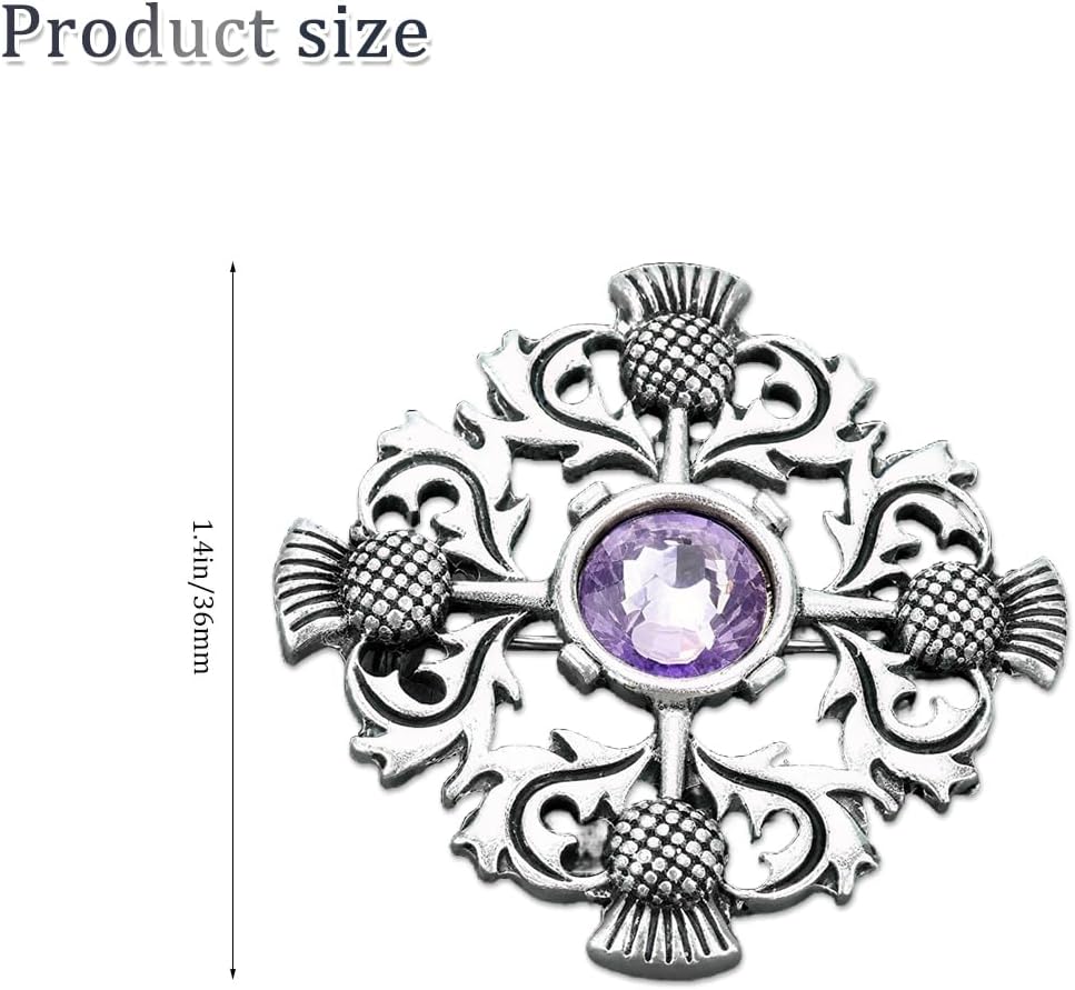 1Pcs Vintage Silver Scottish Brooch Pin Thistle Brooch Celtic Pin Scottish Pin for Scarf Sweater Accessories