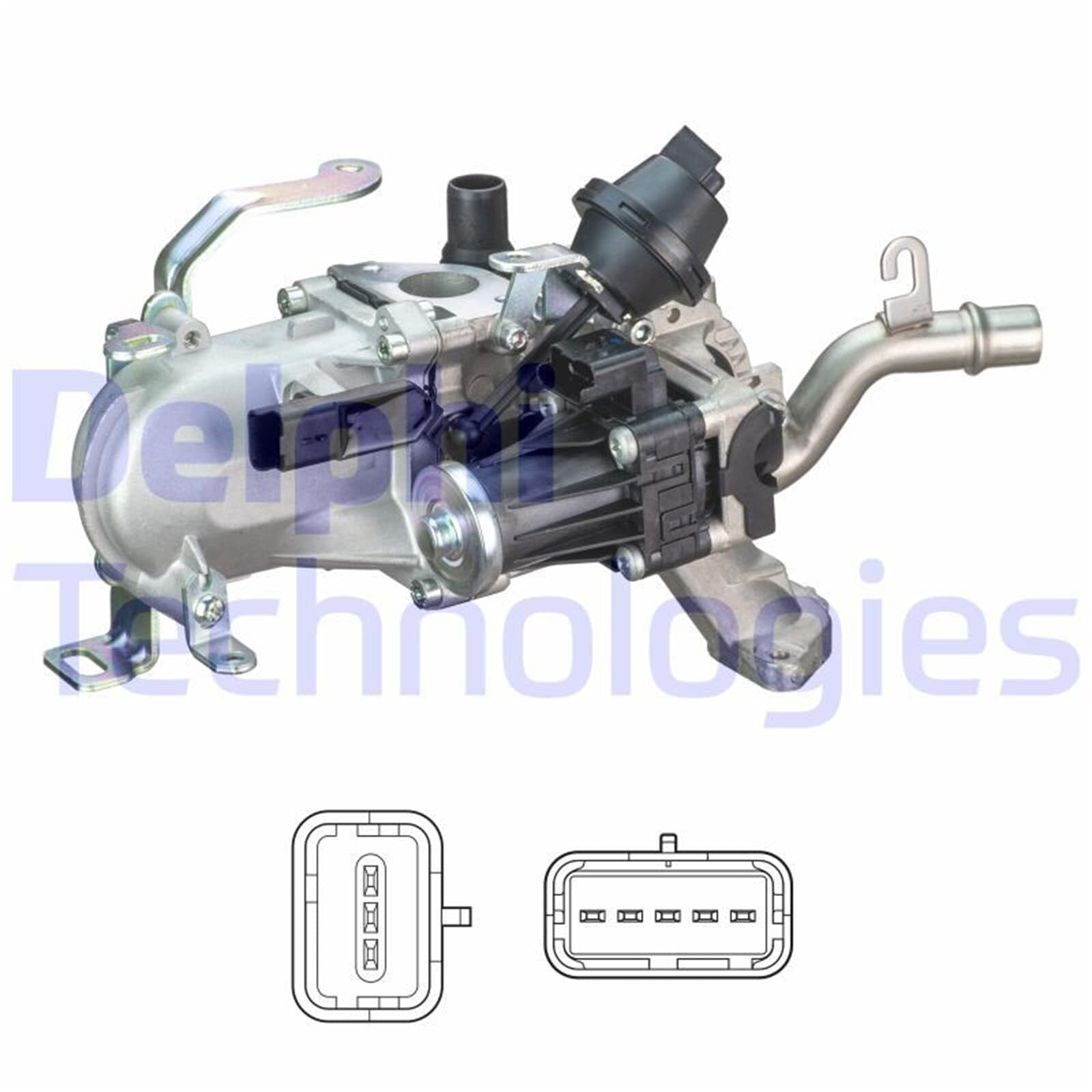 DELPHI EG10452-12B1 Válvula EGR con radiator EGR Compatible con PEUGEOT 208 I Hatchback CA, CC 2008 I A94, CU, FORD Fiesta Mk6 Hatchback CB1, CCN, JA8, JR8 MONDEO IV Turnier BA7, CITROËN C3 II SC