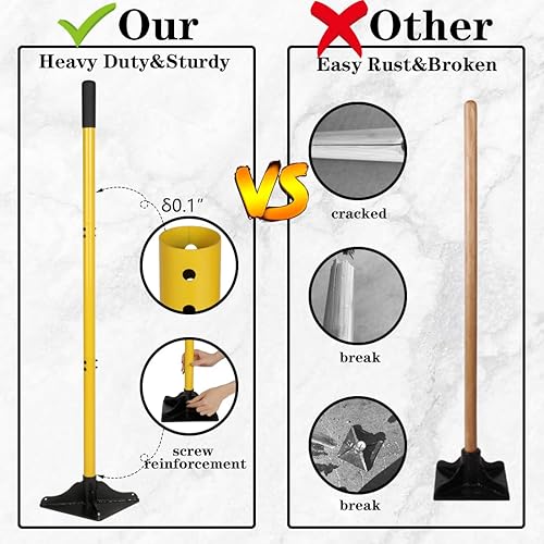 Miniatura 4 de Herramienta de jardinería de acero con mango de acero de 48 pulgadas, manipulador de jardín de 8 x 8 pulgadas con agarre de goma para ahorrar