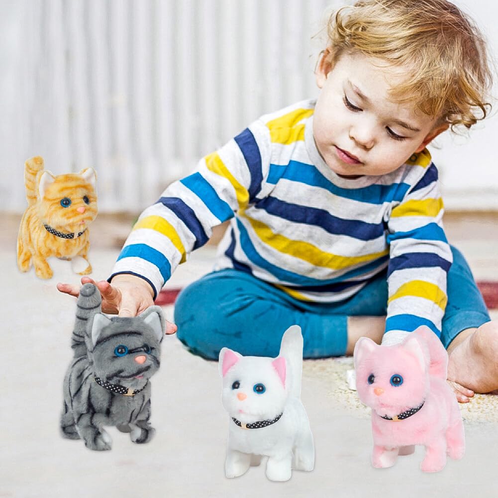 Gatto Di Peluche Elettrico Camminante – 17 Cm, Interattivo Con Coda Che Scodinzola, Suoni E Luci – Per Bambini E Amanti Degli Animali, Regalo Natale O Compleanno